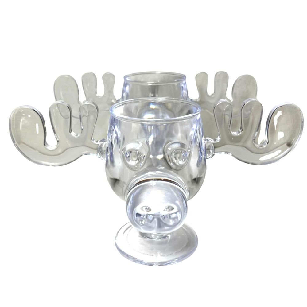 National Lampoon Christmas Vacation - Clear Moose Mug Cup Clark Griswold Pair